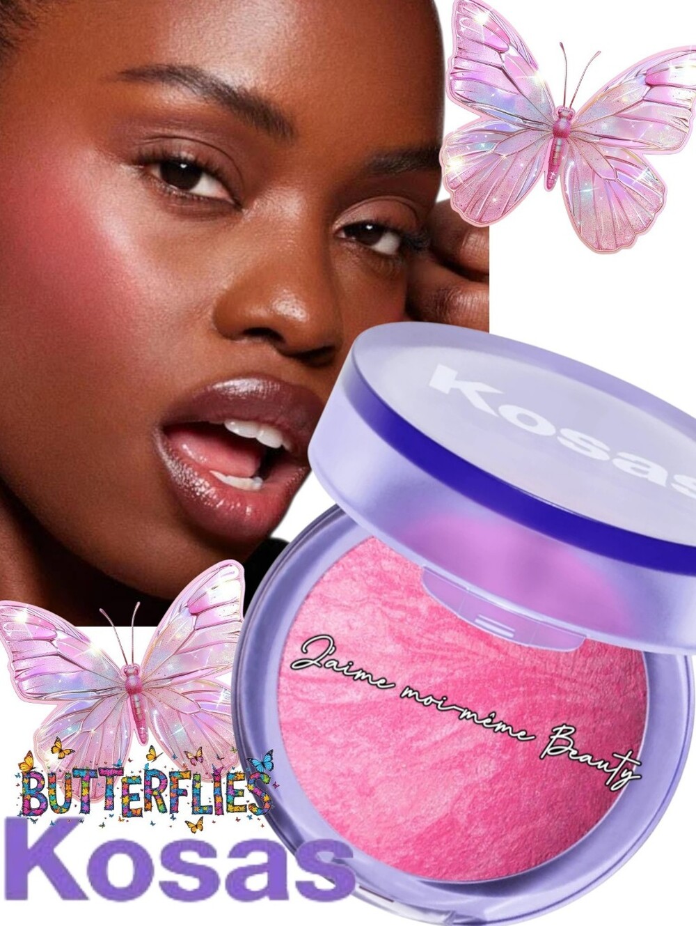 Kosas Brightening Blush & Illuminator In Butterflies- Cool Baby Pink